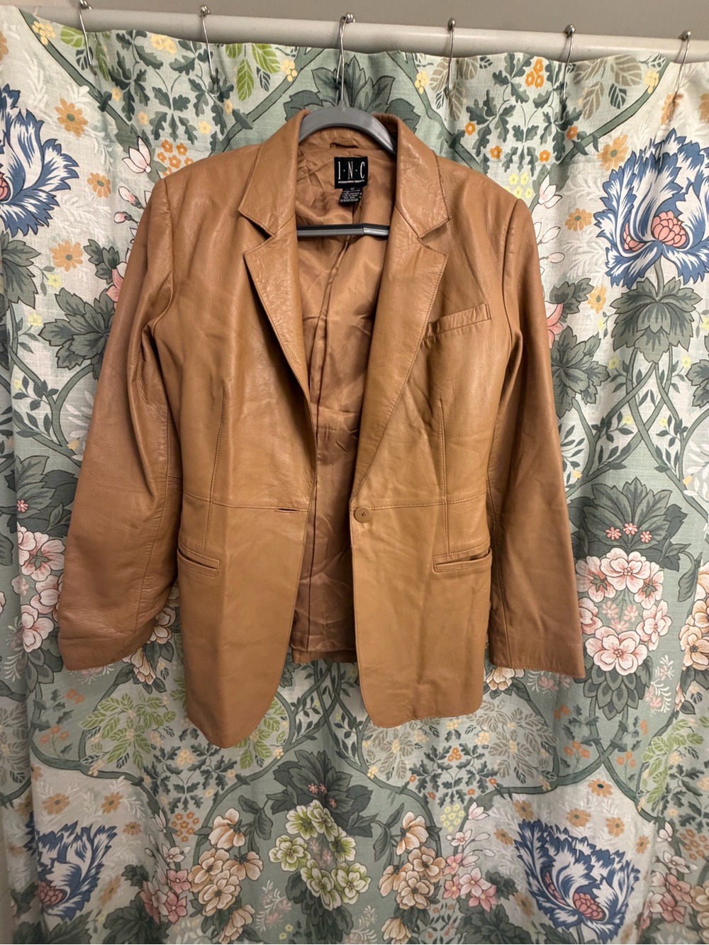 INC International Concepts Women's Camel/Tan Leather Blazer Jacket